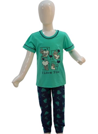 JOANNA Girl's I Love You Print Short Sleeve Shirt & Long Pants Pajama Set, Mint Green - pzsku/ZFA58AA12DD07336135E7Z/45/_/1741338335/680de514-e5de-45b3-a897-bedca10d982a