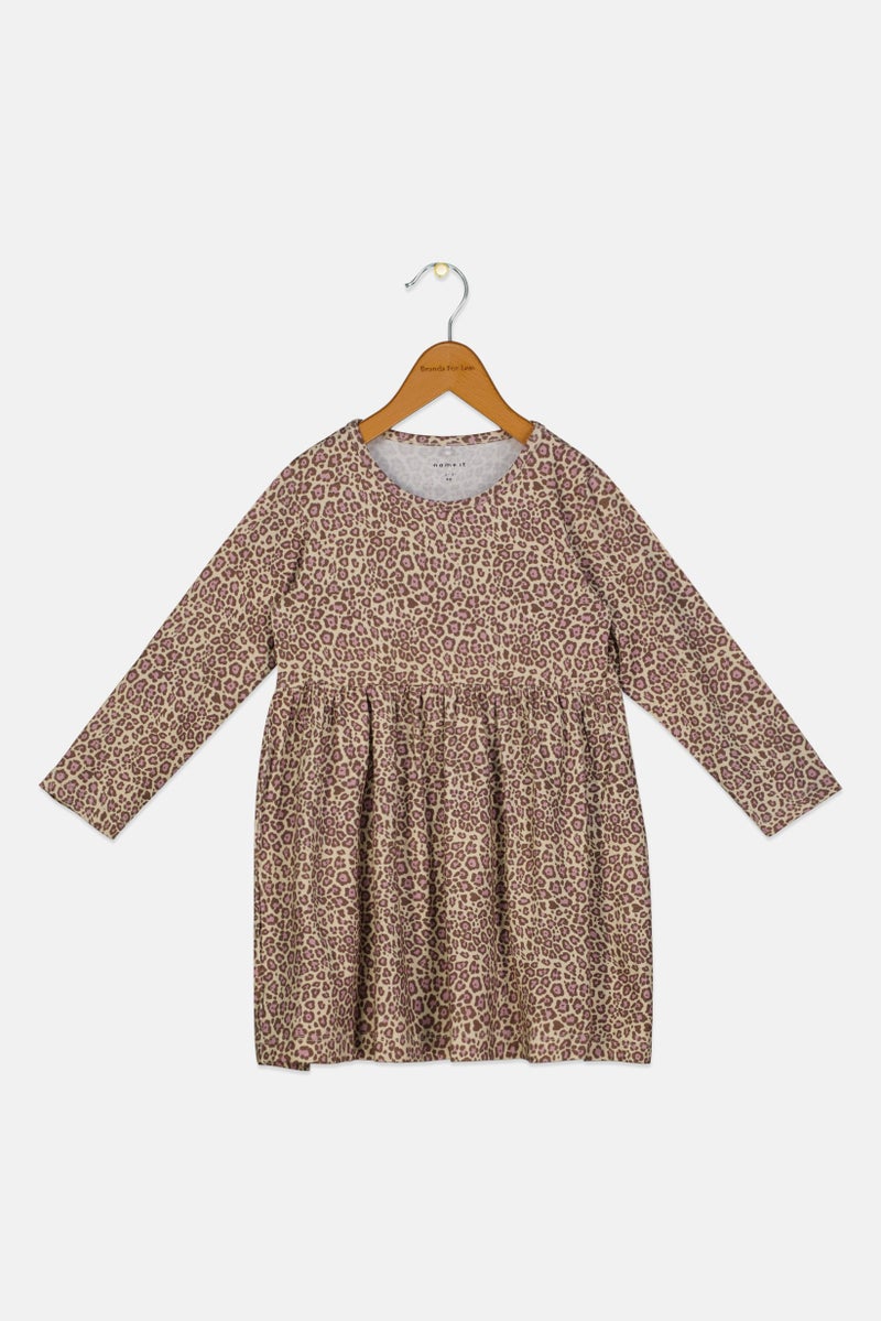 NAME IT Toddlers Girl Animal Print Long Sleeves Dress, Multicolor - Image 1