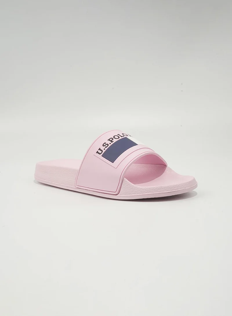 U.S. Polo Assn. Nico Women's Slip-On Comfortable Casual Everyday Slide Sandals - Powder