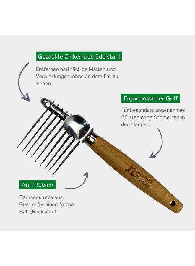 ألكوت مشط إزالة التشابك من الخيزران مع شفرات مسننة من الفولاذ المقاوم للصدأ للحيوانات الأليفة، كبير - Image 3