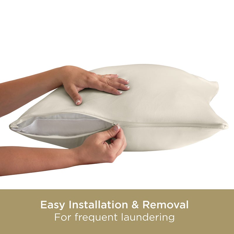 Aller-Ease AllerEase Organically Grown Soft Cotton Odor Neutralizing Allergy Defense Zippered Pillow Protector- Standard/Queen- 2 Pack - Image 5