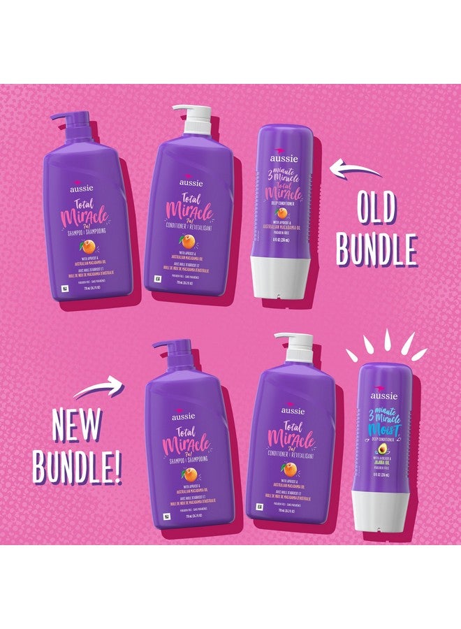 Aussie Ussie Total Miracle Shampoo Conditioner And 3 Minute Miracle Deep Conditioner Hair Treatment Bundle Infused With Apricot And Australian Macadamia Oil Paraben Free - Image 3