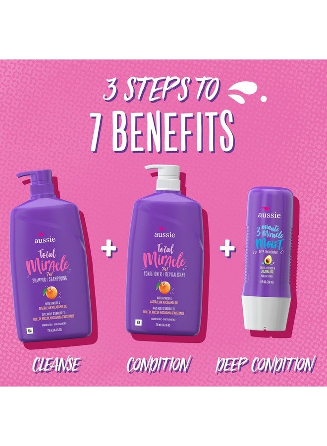 Aussie Ussie Total Miracle Shampoo Conditioner And 3 Minute Miracle Deep Conditioner Hair Treatment Bundle Infused With Apricot And Australian Macadamia Oil Paraben Free - Image 5
