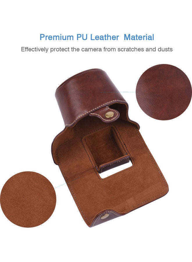NIBEMINENT Vintage Camera Case With Shoulder Strap Brown  - Image 3