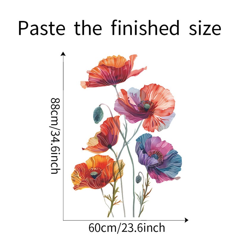 TUOKING TUOKING Painted Flowers Wall Stickers Decor Removable Wall Murals Peel and Stick Wall Art Decal Home Decor for Kitchen Bedroom Living Room(fun-c42)  - Image 3