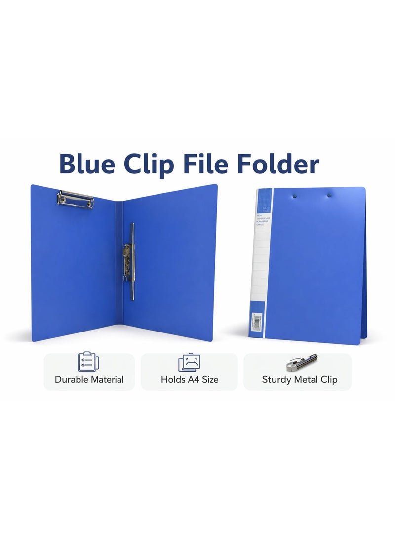 Fikriyah Blue Clip File Folder – A4 Size Document Holder with Sturdy Metal Clip - Image 1