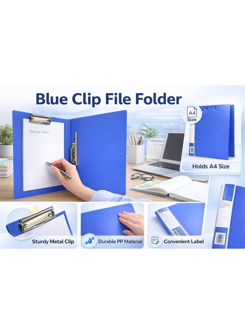 Fikriyah Blue Clip File Folder – A4 Size Document Holder with Sturdy Metal Clip - Image 3
