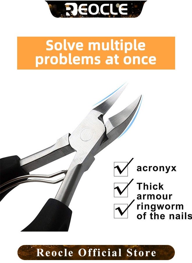 REOCLE - Large Toenail Clippers for Thick & Ingrown Nails Podiatrist Toenail Clippers Kits Stainless Steel Super Sharp Curved Blade Grooming Nail Tool for Man Women - Image 1