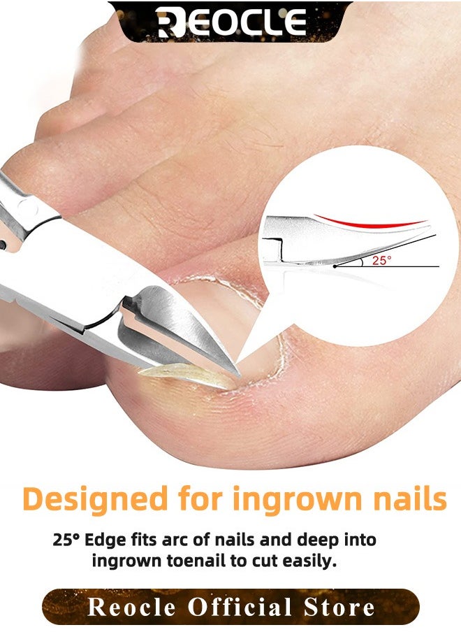REOCLE - Large Toenail Clippers for Thick & Ingrown Nails Podiatrist Toenail Clippers Kits Stainless Steel Super Sharp Curved Blade Grooming Nail Tool for Man Women - Image 1