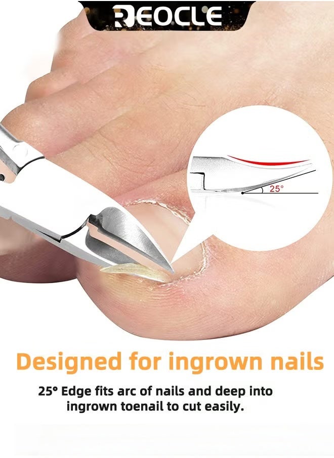 ريوكل مقص أظافر القدم الكبير للأظافر السميكة والنامية تحت الجلد، طقم مقص أظافر القدم من أطباء الأقدام، شفرة منحنية حادة للغاية من الفولاذ المقاوم للصدأ، أداة العناية بالأظافر للرجال والنساء - Image 4