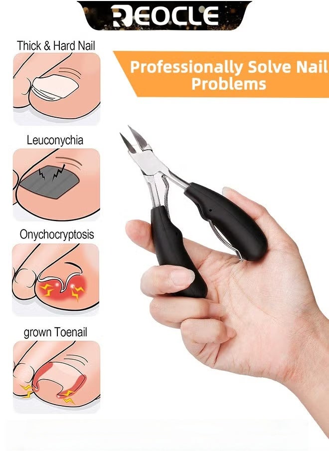 ريوكل مقص أظافر القدم الكبير للأظافر السميكة والنامية تحت الجلد، طقم مقص أظافر القدم من أطباء الأقدام، شفرة منحنية حادة للغاية من الفولاذ المقاوم للصدأ، أداة العناية بالأظافر للرجال والنساء - Image 2