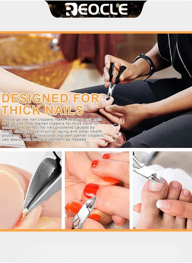 ريوكل مقص أظافر القدم الكبير للأظافر السميكة والنامية تحت الجلد، طقم مقص أظافر القدم من أطباء الأقدام، شفرة منحنية حادة للغاية من الفولاذ المقاوم للصدأ، أداة العناية بالأظافر للرجال والنساء - Image 5