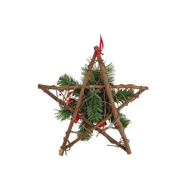 CHRISTMAS MAGIC Hanging Rattan Star Red 30x11x30cm - Image 2
