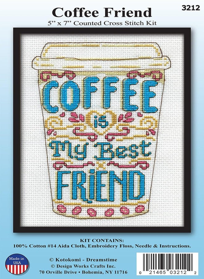 DesignWorks Ink Design Works Crafts Counted Cross Stitch Kit, Coffee Friend, by The Yard - Image 2