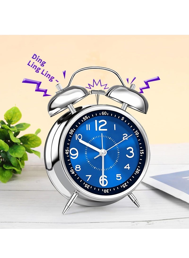 ساعة منبه عالية للبالغين الذين ينامون كثيرًا، كوارتز صامت غير موقوت مقاس 4 بوصات مع إضاءة خلفية، منبه مزدوج الجرس للأطفال لغرف النوم بجانب السرير - Image 4