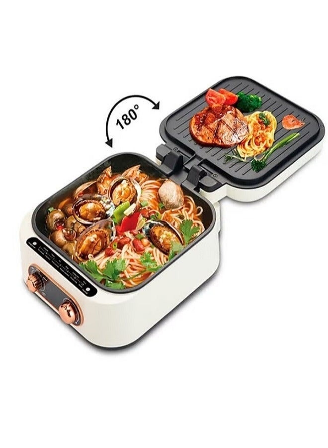 لاك لايش قدر كهربائي متعدد الوظائف مع صينية للخبز، ماكينة فطائر منزلية، طباخ بحركة التحريك للقدر الساخن غير لاصق - Image 2