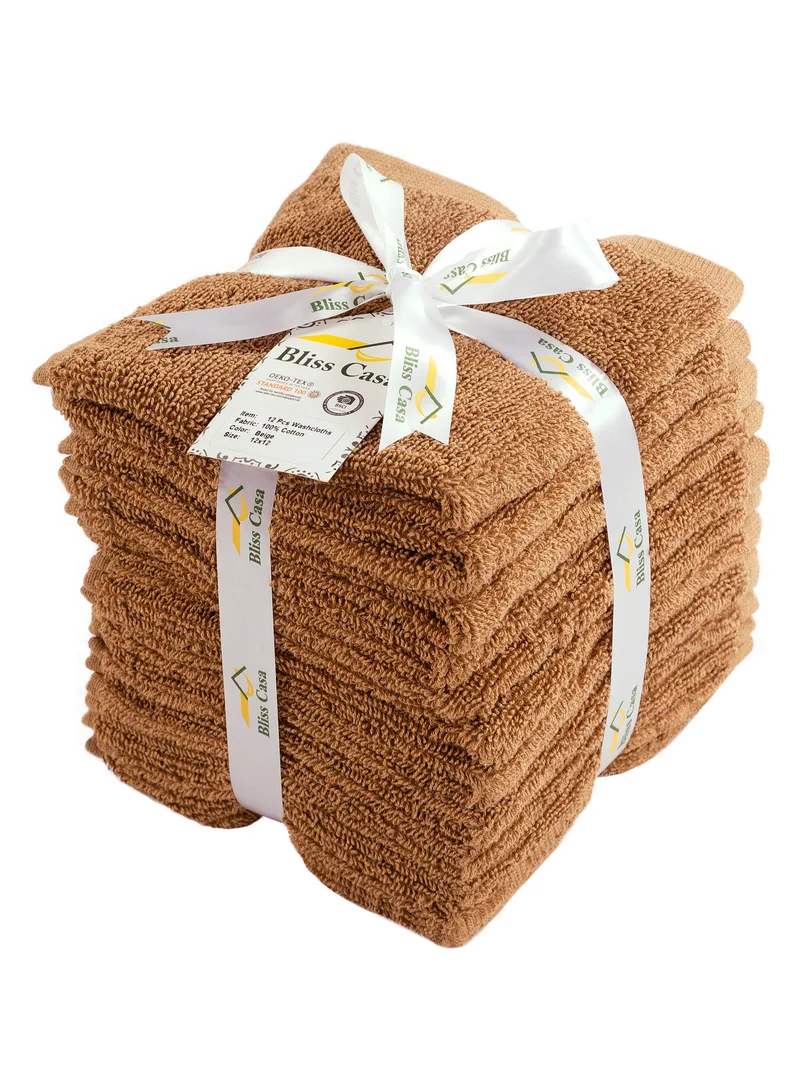 Bliss Casa Bliss Casa 100% Combed Cotton Washcloths (12 Pack, 30 x 30 CM) - 500 GSM Washcloth, Face towel Set Highly Absorbent Quick Dry and Soft Towels
