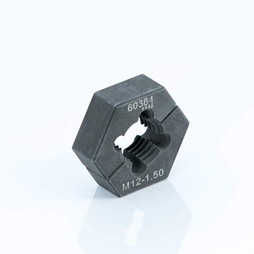 Steelman M12-1.50 Metric Split Die Thread Chaser, Indexing Pins, Steel, Repairs Threads on Wheel Studs and Bolts - Image 1