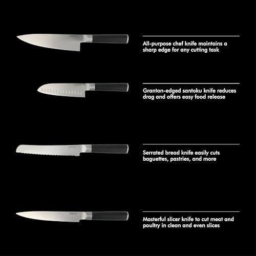Babish High-Carbon 1.4116 German Steel 15 Piece Full Tang Forged Cutlery Kitchen Knife Block Set - Black - Image 5