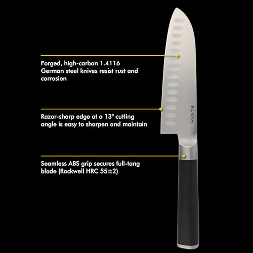 Babish High-Carbon 1.4116 German Steel 15 Piece Full Tang Forged Cutlery Kitchen Knife Block Set - Black - Image 4