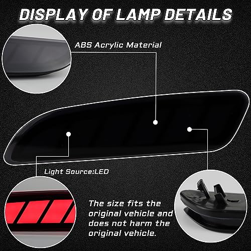 PGTOPONE Smoked LED Rear Bumper Reflectors Fog Brake Tail Light Sequential Turn Signal Lamps Accessories Compatible with Toyota Corolla Cross 2021 2022 2023 Function as 3 in 1 - Image 3