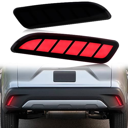 PGTOPONE Smoked LED Rear Bumper Reflectors Fog Brake Tail Light Sequential Turn Signal Lamps Accessories Compatible with Toyota Corolla Cross 2021 2022 2023 Function as 3 in 1 - Image 1