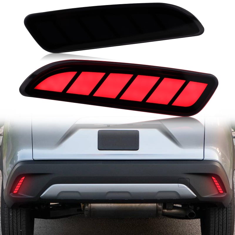 PGTOPONE Smoked LED Rear Bumper Reflectors Fog Brake Tail Light Sequential Turn Signal Lamps Accessories Compatible with Toyota Corolla Cross 2021 2022 2023 Function as 3 in 1 - Image 2