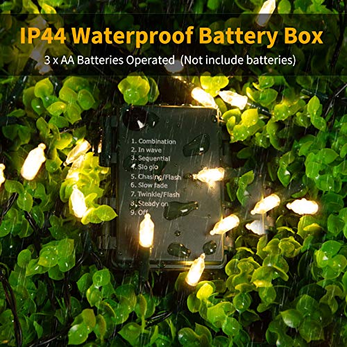 Brightown Battery Operated Christmas Lights 2 Pack 18 Feet 50 LED Clear Mini String Lights with 8 Modes Waterproof Tree Lights for Xmas Outdoor Indoor Holiday Party Garden Decor, Warm White - Image 3