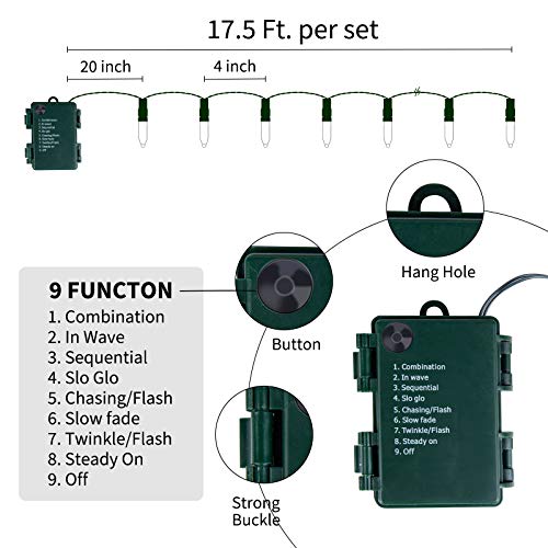 Brightown Battery Operated Christmas Lights 2 Pack 18 Feet 50 LED Clear Mini String Lights with 8 Modes Waterproof Tree Lights for Xmas Outdoor Indoor Holiday Party Garden Decor, Warm White - Image 4