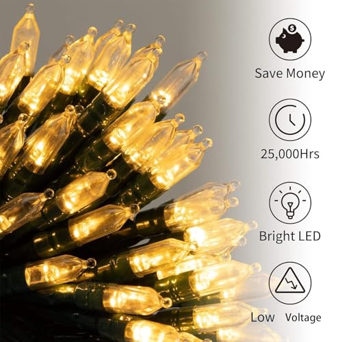 Brightown Battery Operated Christmas Lights 2 Pack 18 Feet 50 LED Clear Mini String Lights with 8 Modes Waterproof Tree Lights for Xmas Outdoor Indoor Holiday Party Garden Decor, Warm White - Image 2