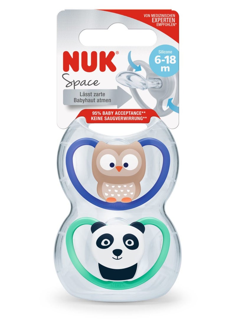 NUK Space Night Silicone Soother 6-18M 2 Pack - Image 1