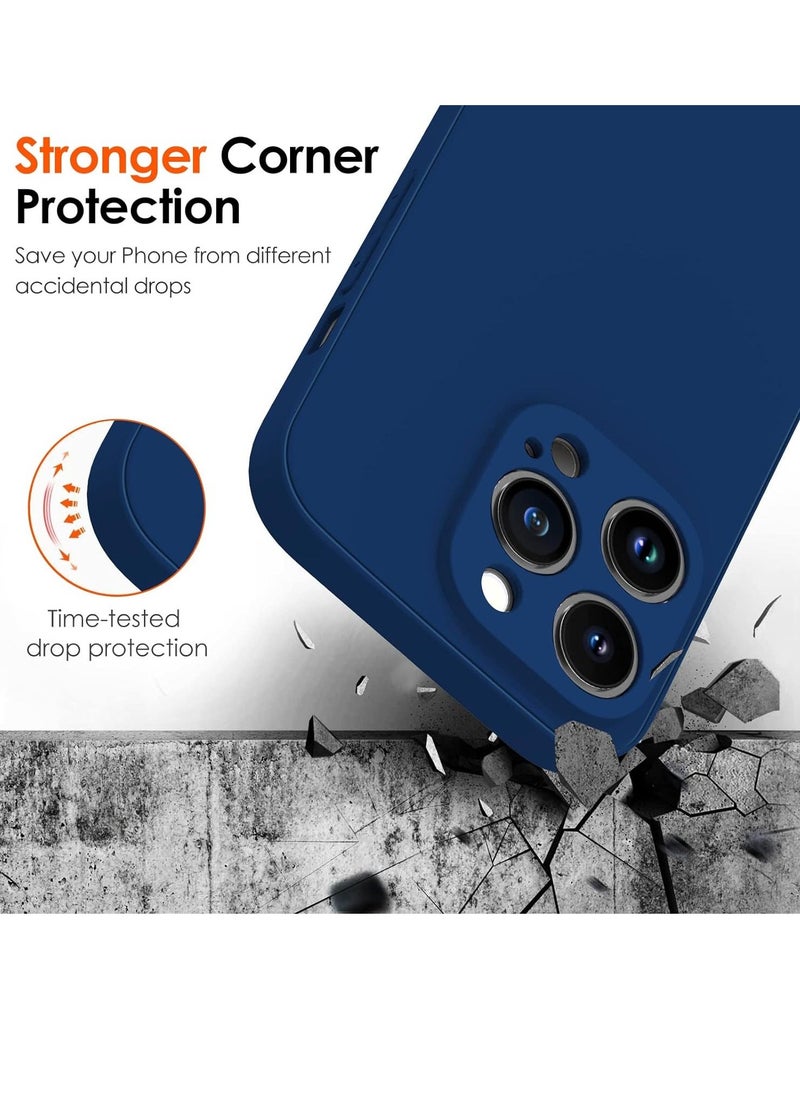 IPhone 14 Pro 6.1Blue Shockproof 1 Phone Case with 2 Tempered Glass Screen Protector 3 in 1 Protective Back Slim Cover