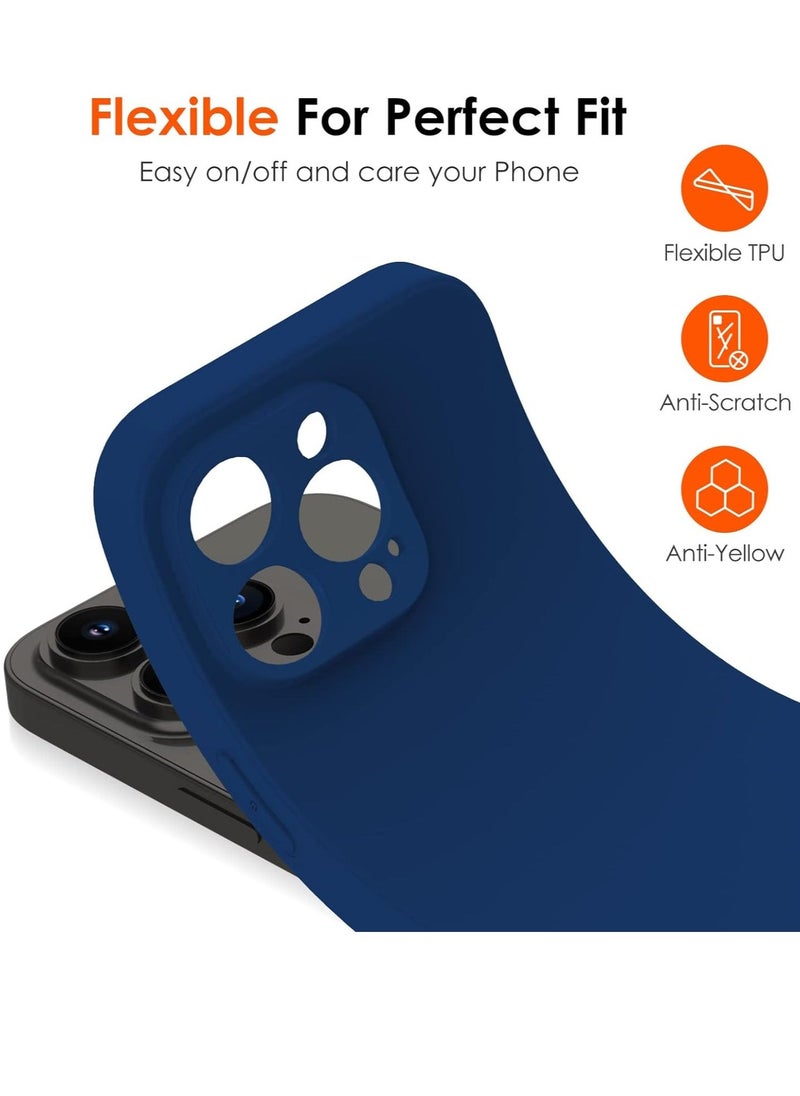 IPhone 14 Pro 6.1Blue Shockproof 1 Phone Case with 2 Tempered Glass Screen Protector 3 in 1 Protective Back Slim Cover