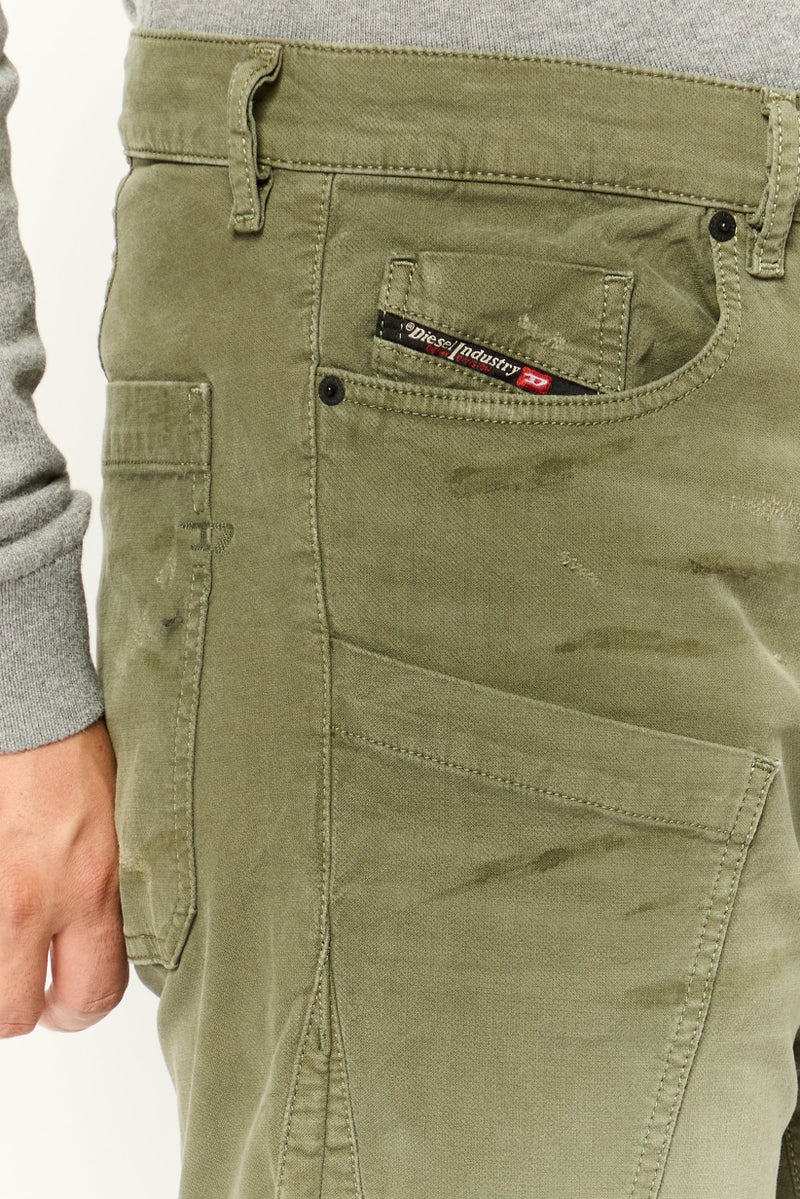 DIESEL Men Straight Fit Jogger Denim Jeans, Olive Green  - Image 3