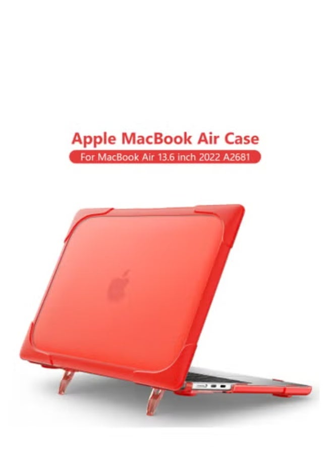 GULFLINK Hard Shell Case Cover with Kickstand Shockproof Function for MacBook Air 2022 (A2681) 13.6inch Red - Image 1