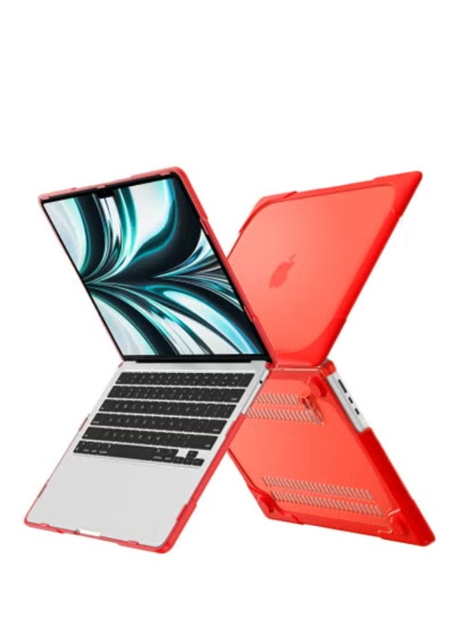 GULFLINK Hard Shell Case Cover with Kickstand Shockproof Function for MacBook Air 2022 (A2681) 13.6inch Red - Image 4