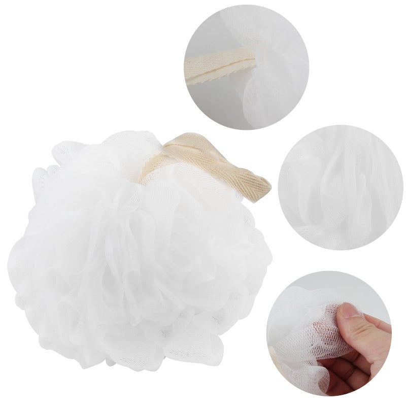 Fu Store Loofah Sponge Shower Loofahs 70G Bath Sponges Mesh Balls For Body Scrubber Exfoliator Wash Back Scrubbers Bathroom Men Women - 4 Cleaning Bathing Accessories White - Image 5