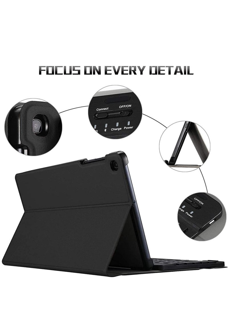 3 Fold Wireless Bluetooth Keyboard Stand with with S Pen Holder Detachable Tablet Cover Case for Samsung Galaxy Tab S6 Lite 10.4'' 2020 Model SM-P610 (Wi-Fi) SM-P615 (LTE) - Image 3