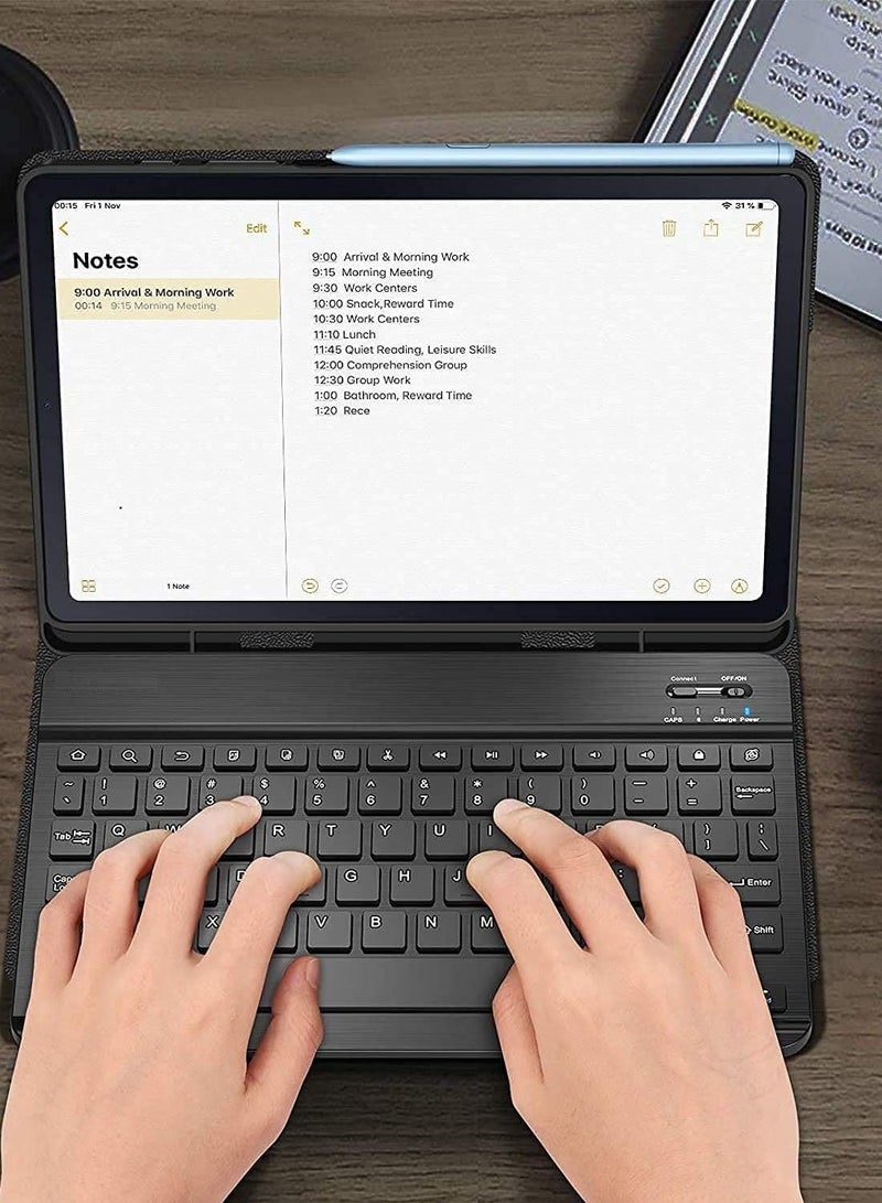 3 Fold Wireless Bluetooth Keyboard Stand with with S Pen Holder Detachable Tablet Cover Case for Samsung Galaxy Tab S6 Lite 10.4'' 2020 Model SM-P610 (Wi-Fi) SM-P615 (LTE) - Image 2