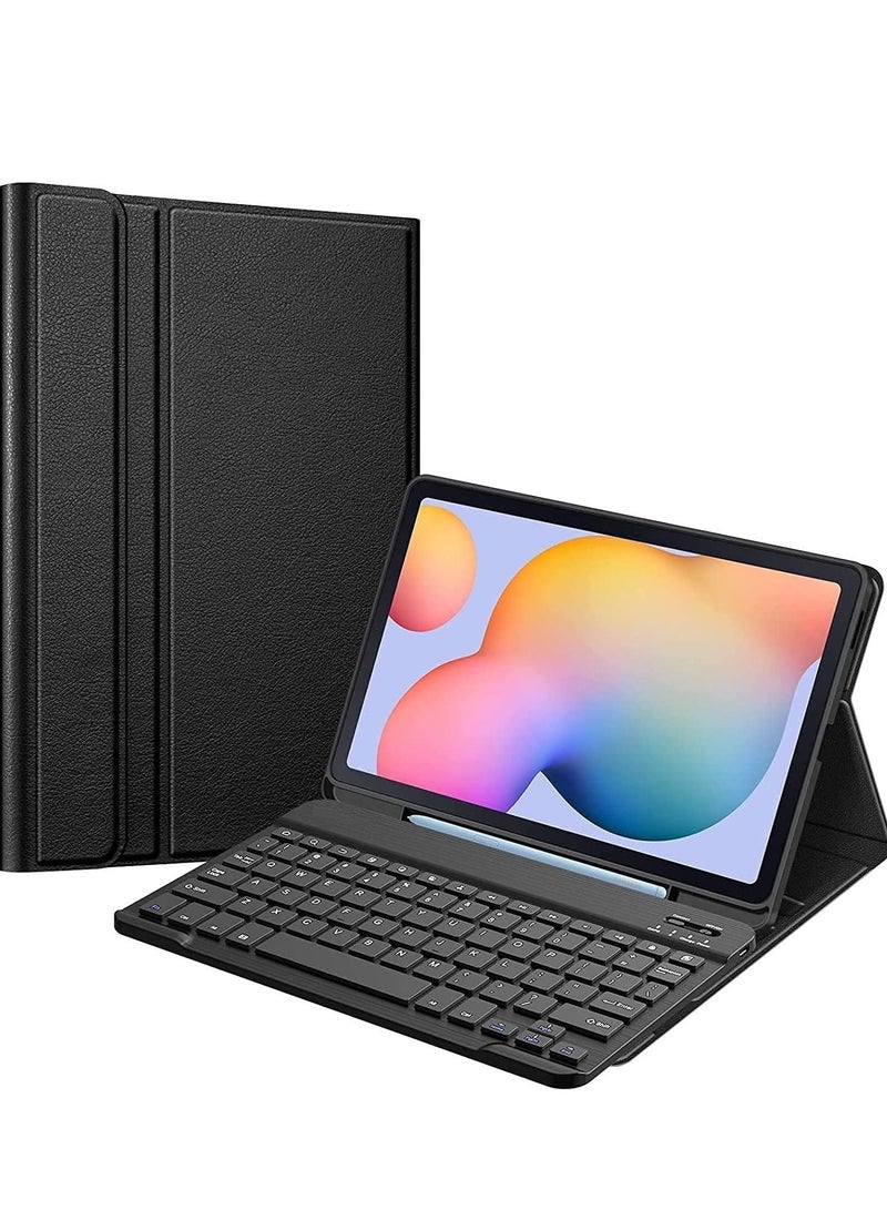 3 Fold Wireless Bluetooth Keyboard Stand with with S Pen Holder Detachable Tablet Cover Case for Samsung Galaxy Tab S6 Lite 10.4'' 2020 Model SM-P610 (Wi-Fi) SM-P615 (LTE) - Image 1