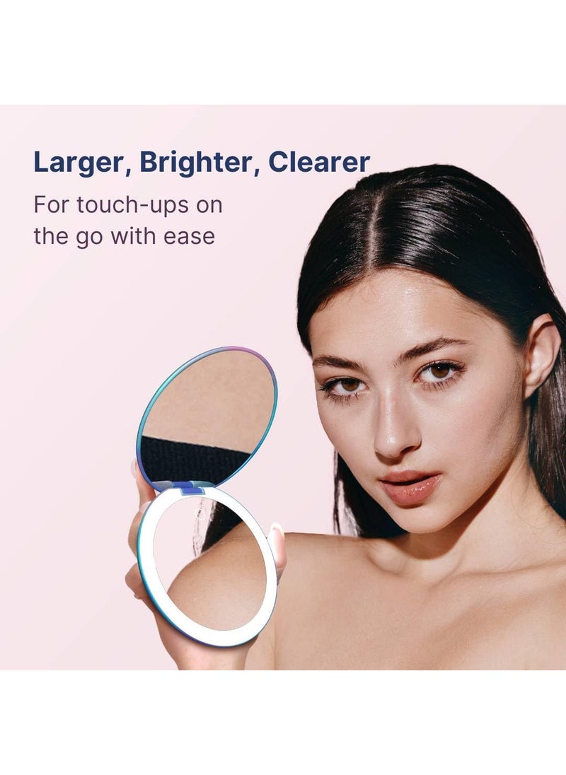Fancii Fancii Taylor Travel Makeup Mirror with LED Light Rechargeable 10x 1x Magnifying  3 Light Settings  Compact Large 5 Wide Mirror for Handbag and Purses Lavender Lagoon  - Image 2
