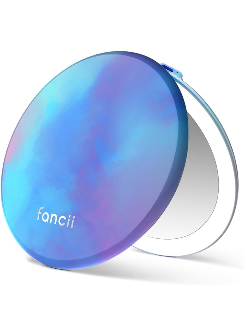 Fancii Fancii Taylor Travel Makeup Mirror with LED Light Rechargeable 10x 1x Magnifying  3 Light Settings  Compact Large 5 Wide Mirror for Handbag and Purses Lavender Lagoon  - Image 1