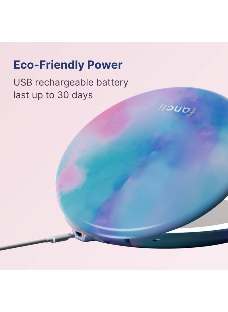 Fancii Fancii Taylor Travel Makeup Mirror with LED Light Rechargeable 10x 1x Magnifying  3 Light Settings  Compact Large 5 Wide Mirror for Handbag and Purses Lavender Lagoon  - Image 3