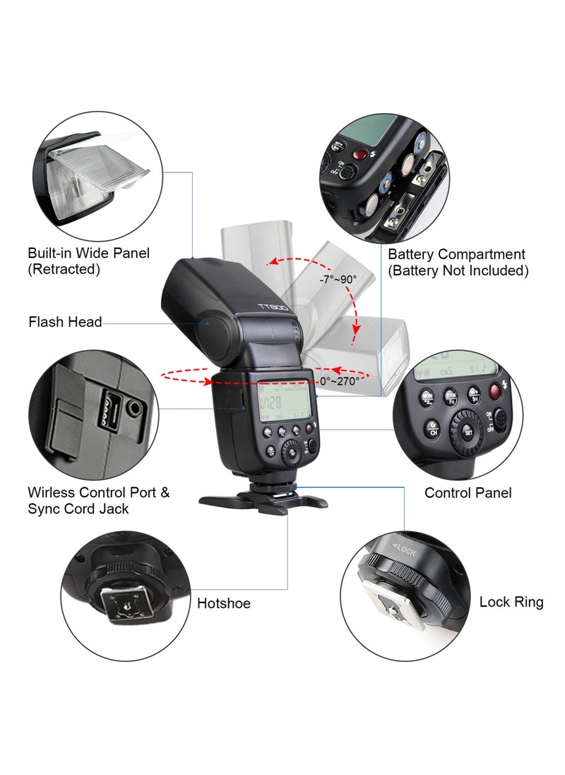Godox - فلاش Godox Thinklite TT600 للكاميرا Speedlite Master/Slave Flash مع نظام تشغيل لاسلكي مدمج 2.4G GN60 - Image 1