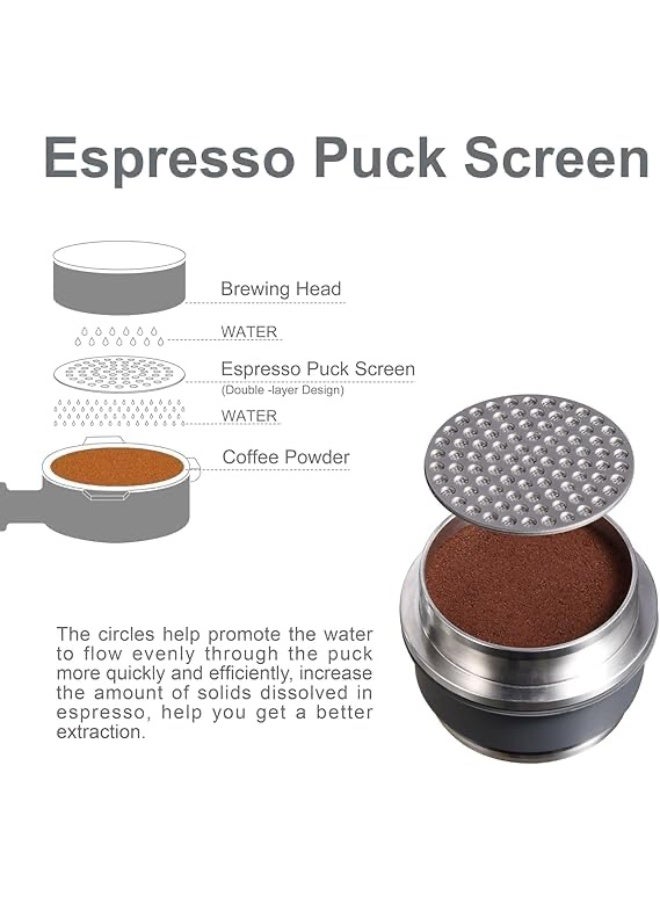 اسبريسو شاشة احترافية من الفولاذ المقاوم للصدأ مقاس 51 مم لقرص الإسبريسو - قرص فلتر قابل لإعادة الاستخدام لتوزيع الماء بالتساوي واستخلاص الإسبريسو النظيف - متوافق مع حاملات المرشح مقاس 51 مم للآلات المنزلية والتجارية - Image 3