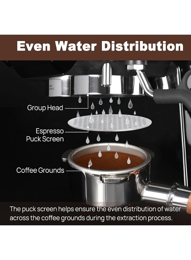 اسبريسو شاشة احترافية من الفولاذ المقاوم للصدأ مقاس 51 مم لقرص الإسبريسو - قرص فلتر قابل لإعادة الاستخدام لتوزيع الماء بالتساوي واستخلاص الإسبريسو النظيف - متوافق مع حاملات المرشح مقاس 51 مم للآلات المنزلية والتجارية - Image 5