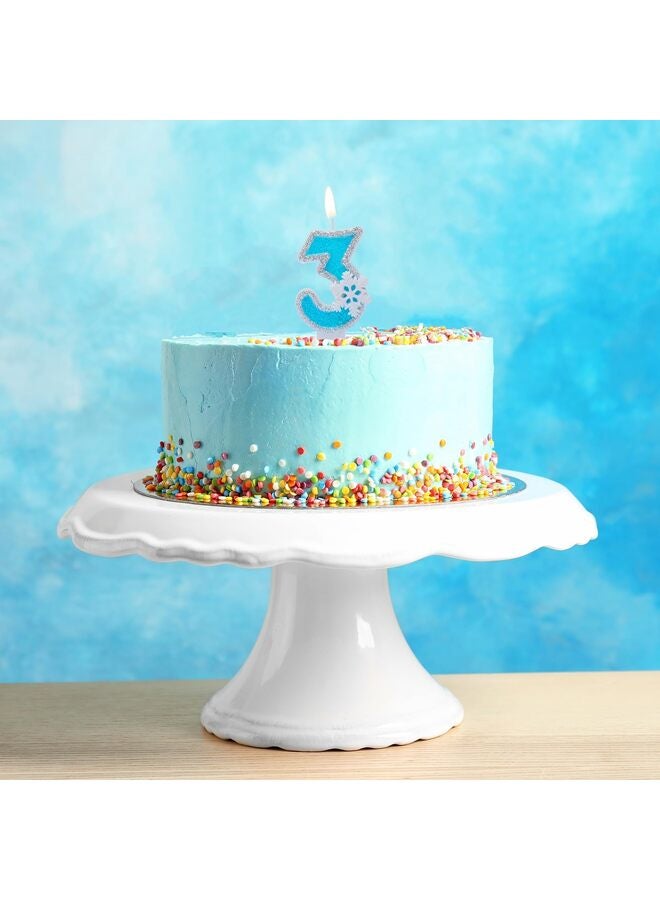 شموع عيد الميلاد، ديكورات حفلات عيد ميلاد زرقاء مجمدة، شموع أرقام ندفة الثلج البيضاء، زينة تزيين كعكة مقاس 2.87 بوصة (أزرق، رقم 3) - Image 2