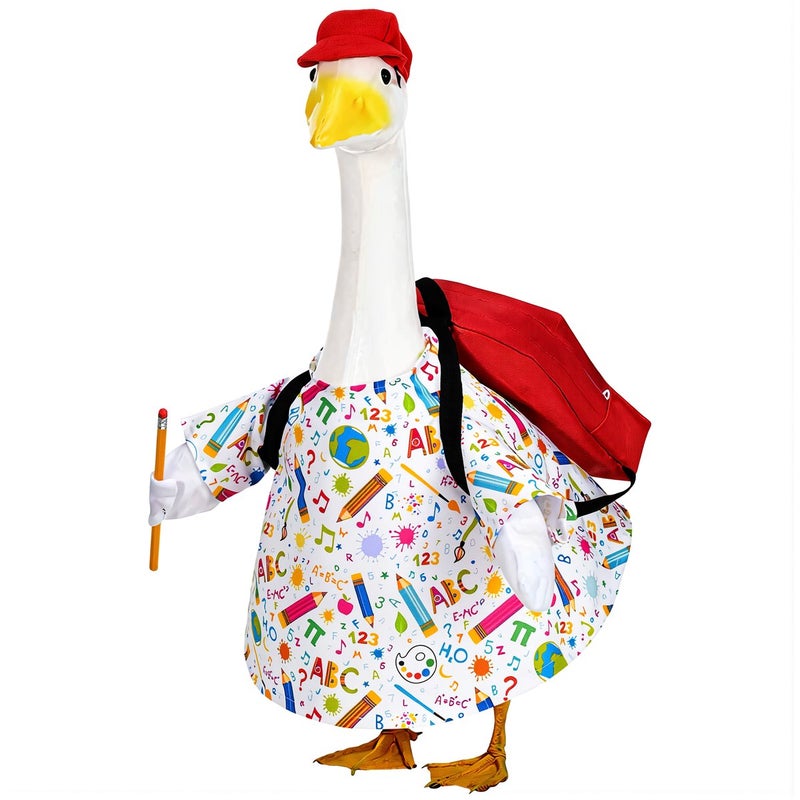 Goose Dress Back to School 3pcs Statue Accessory Party Porch Lawn Decor - Image 2
