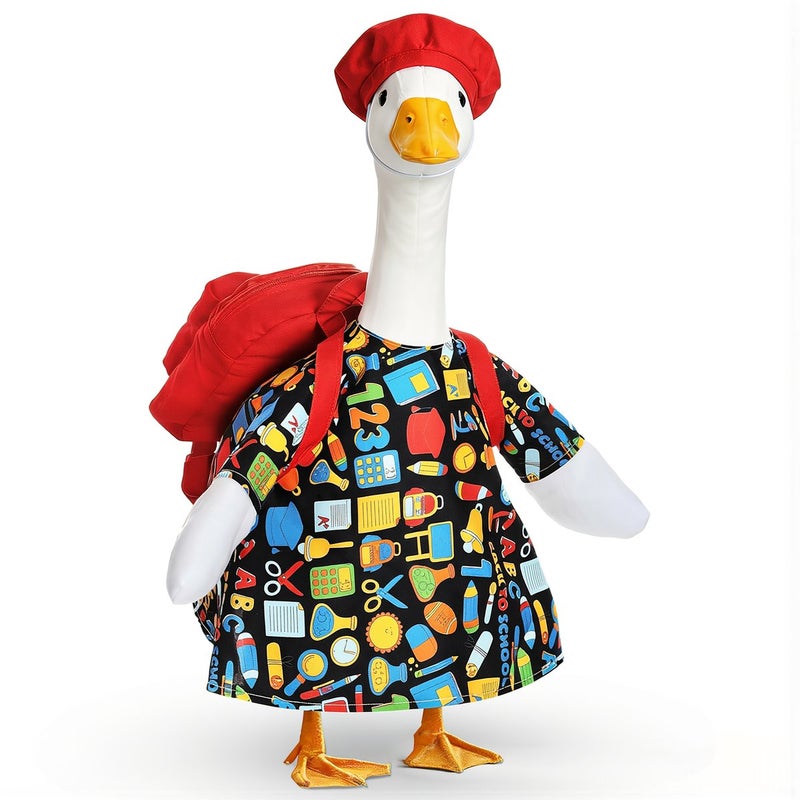 Goose Dress Back to School 3pcs Statue Accessory Party Porch Lawn Decor - Image 3