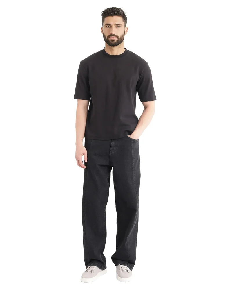 Rare Rabbit Men's Oversized Fit Solid Cotton T-Shirt